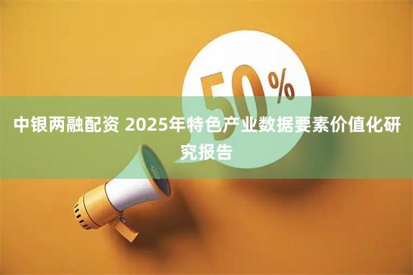 中银两融配资 2025年特色产业数据要素价值化研究报告